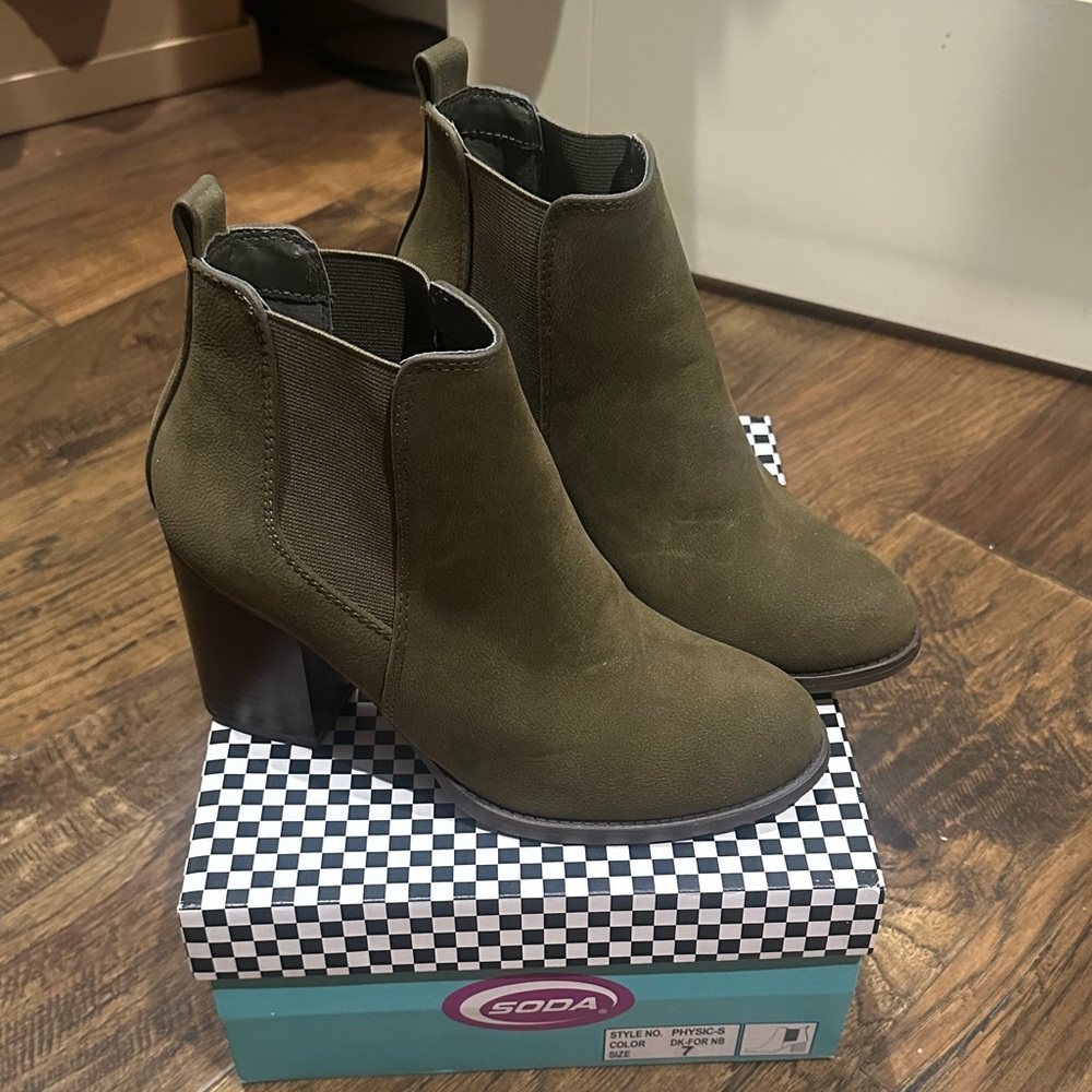 Soda olive green Ankle Booties for Women